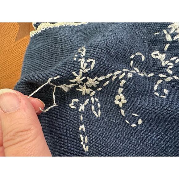 Vintage NWT Capacity Woman Short Sleeve Embroidered Cardigan Sweater Cottagecore - Picture 4 of 10